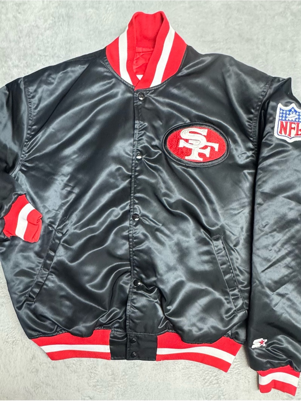 Rare 80’s 90’s SF 49ers Satin Starter Jacket Size XL . Red Lining . Back Hit🔥🚨